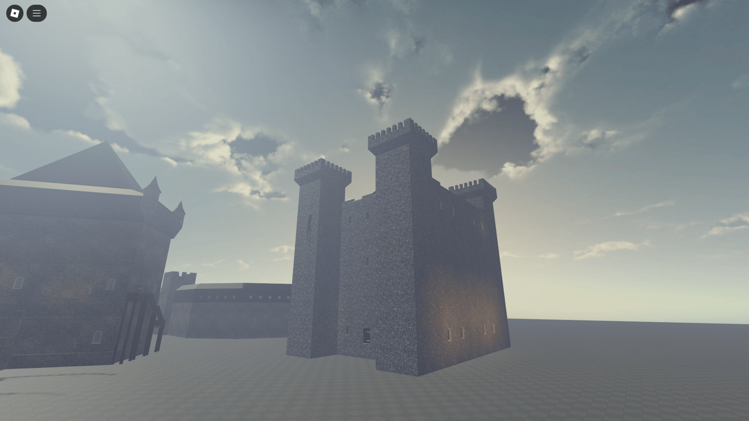 Fully detailed interior of a medieval fortress, optimized for Roblox roleplay games.