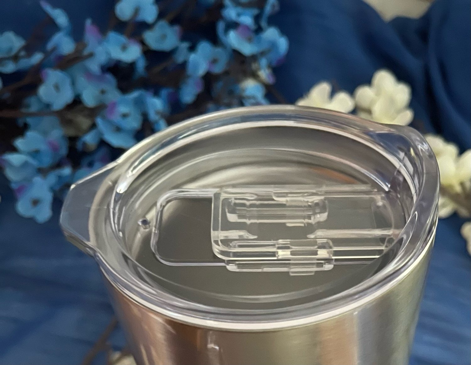 Sapphire Falls Stainless Steel Travel mug displayed