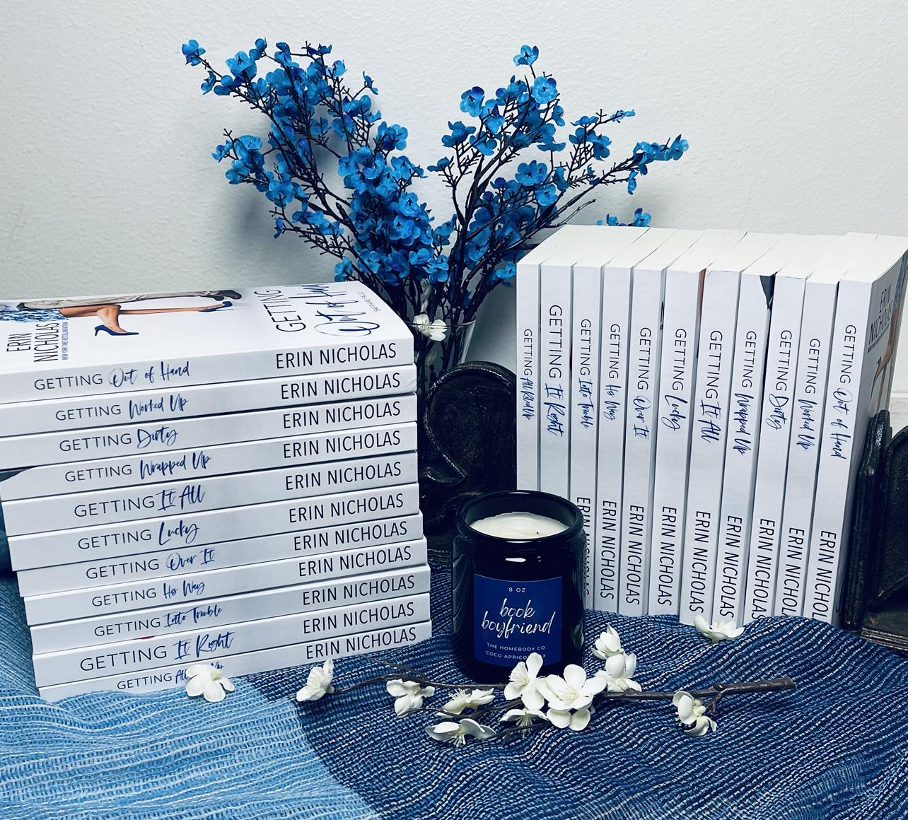 Paperback spines of entire Sapphire Falls series by Erin Nicholas