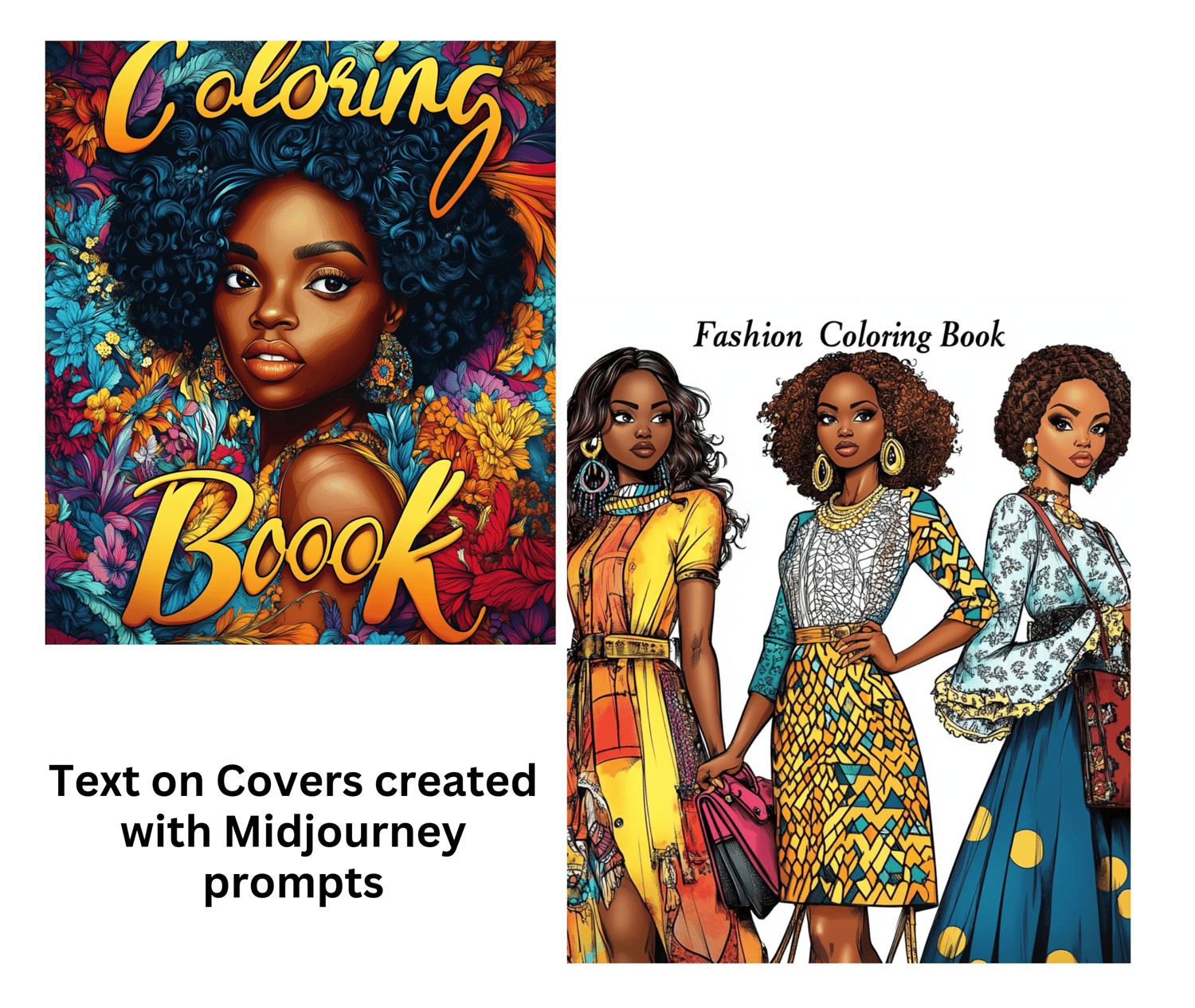 midjourney coloring book prompts for black woman