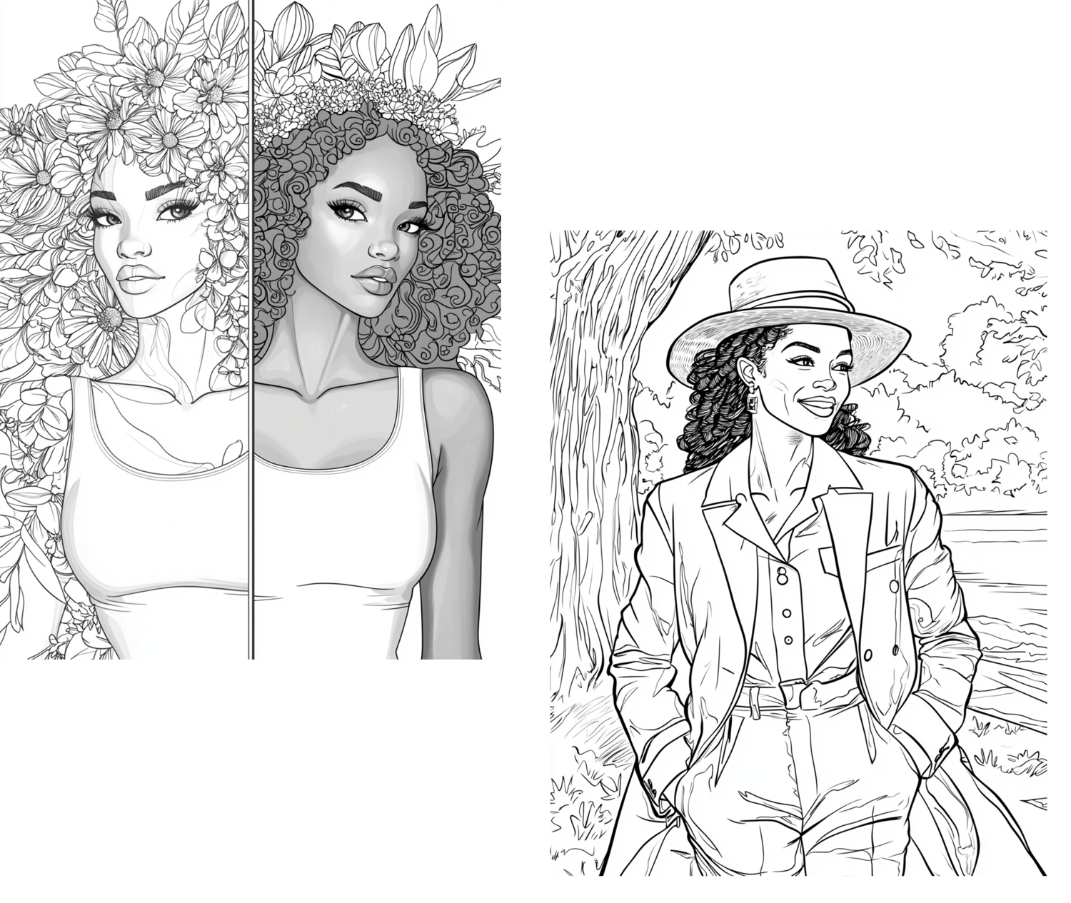 black woman coloring page ai prompts