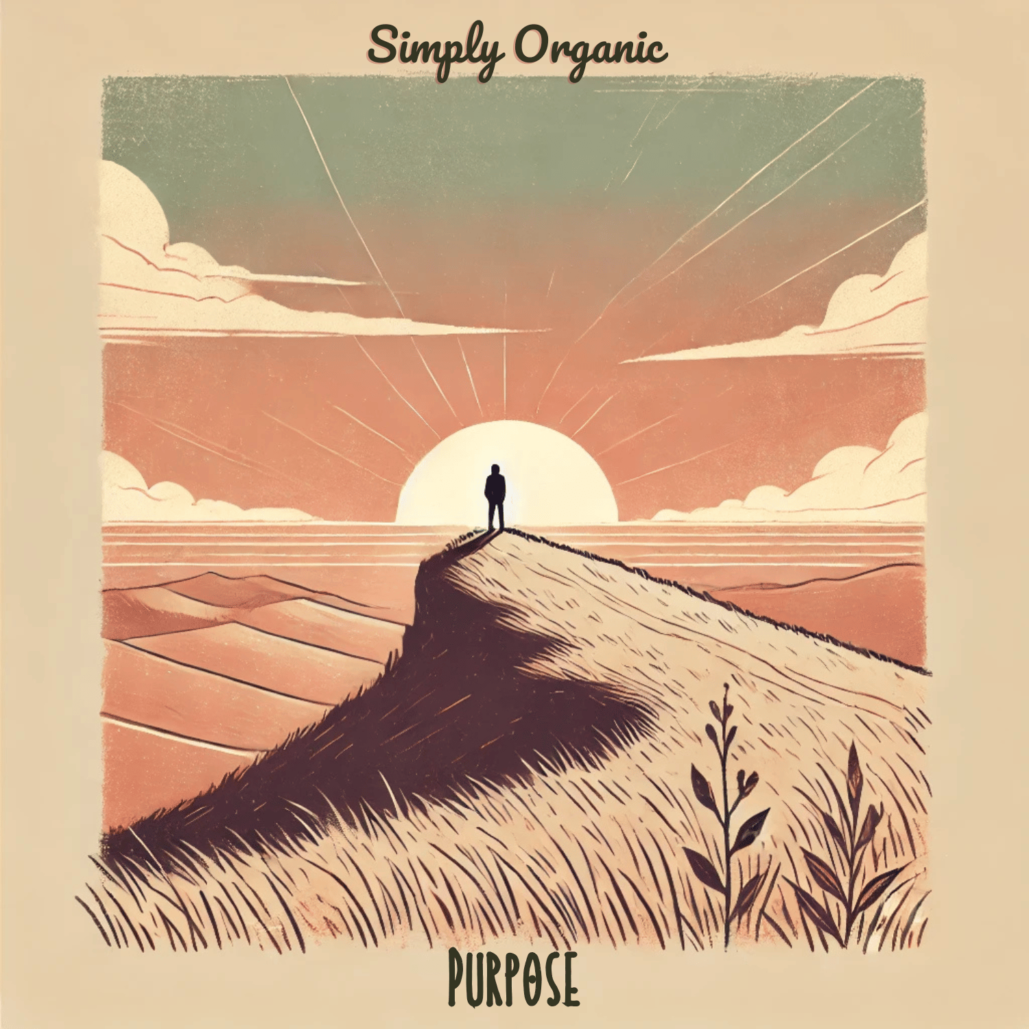 Sunset view of a solitary figure on a hill, symbolizing purpose and reflection.