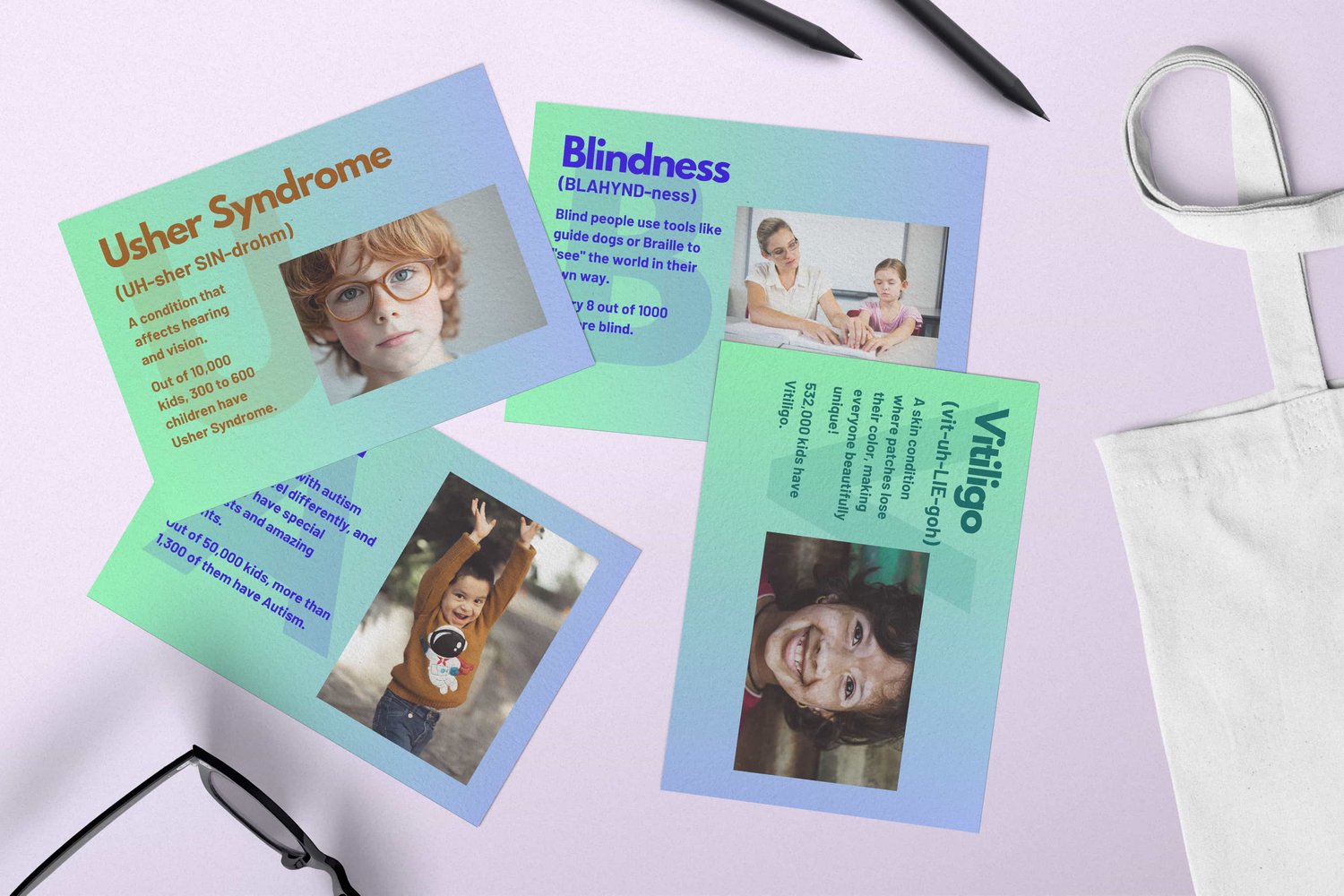 kids with usher syndrome and vitiligo flashcard