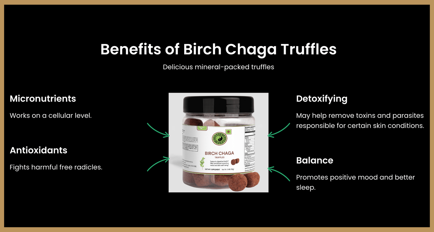 Birch Chaga as Antioxidant Hypothetically, prolonged use of Black Stuff improves the body's antioxidant capacity, thereby improving the body's immunity and optimizing other metabolic processes in the body, ensuring Redox homeostasis.