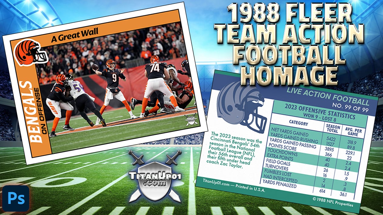1988 Fleer Team Action Football Homage Photoshop PSD Templates