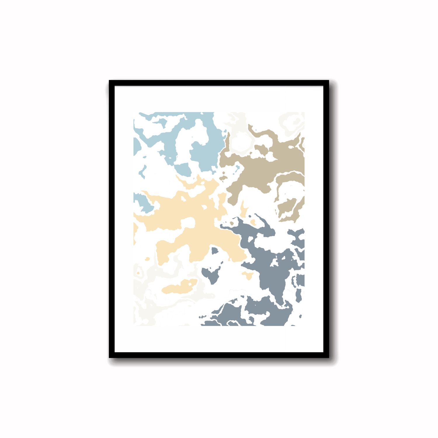 Brighten your space with this vibrant abstract color palette print in Jungle Mist (light blue gray), Coral Reef (vanilla), Dairy Cream (pale peach), Regent Gray, and Spring Wood (very light pink). Perfect for walls, desks, or shelves—download instantly an