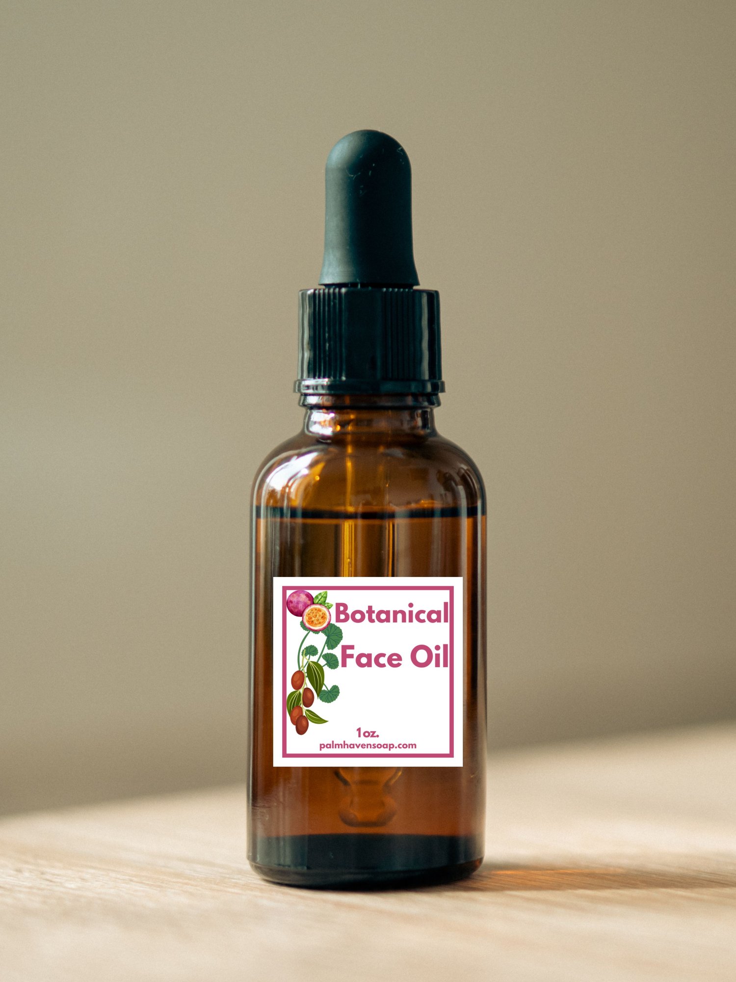 Botanical face oil bottle