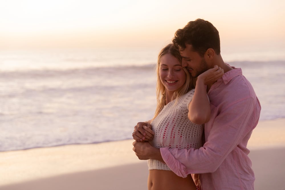 Lessons from Giulia Skye love stories happy romantic couple on sunset beach