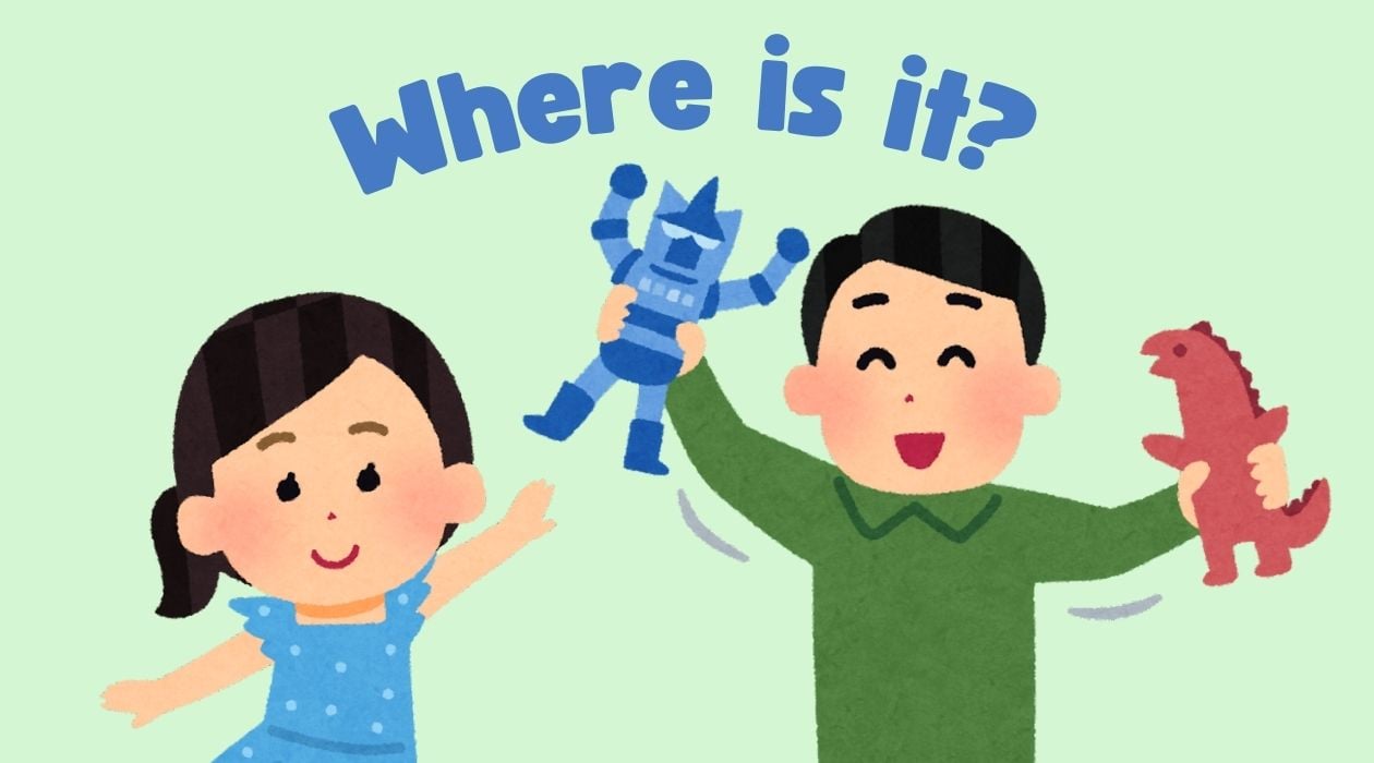 Two children finding toys
