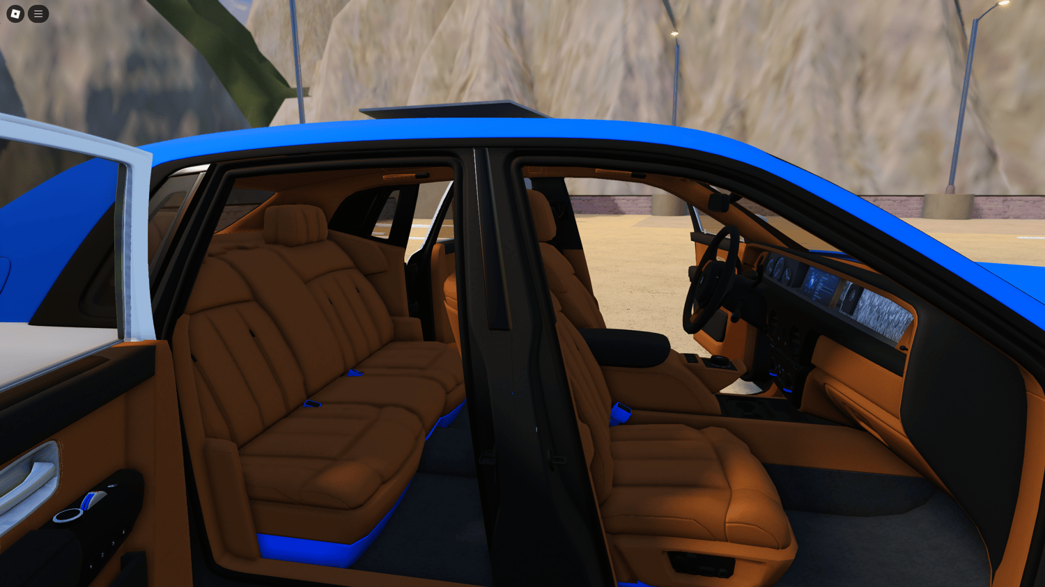 Interactive Roblox vehicle model with functional doors and smooth driving.