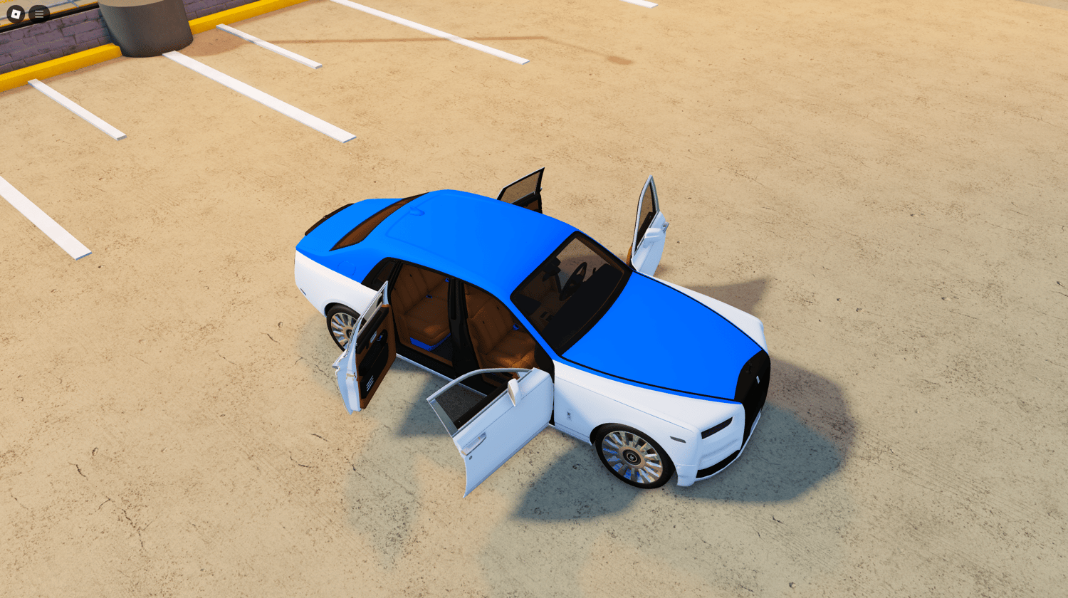 Rolls-Royce Phantom in a Roblox urban street environment.