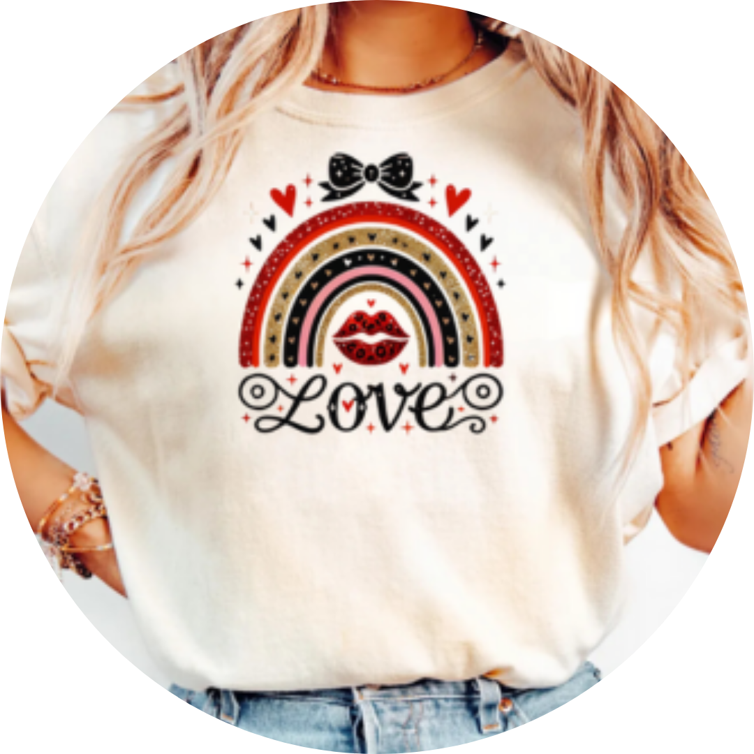 Custom sublimation design for Valentine's t-shirt, featuring romantic colors and heart-themed patterns, perfect for personalized apparel and gifts.