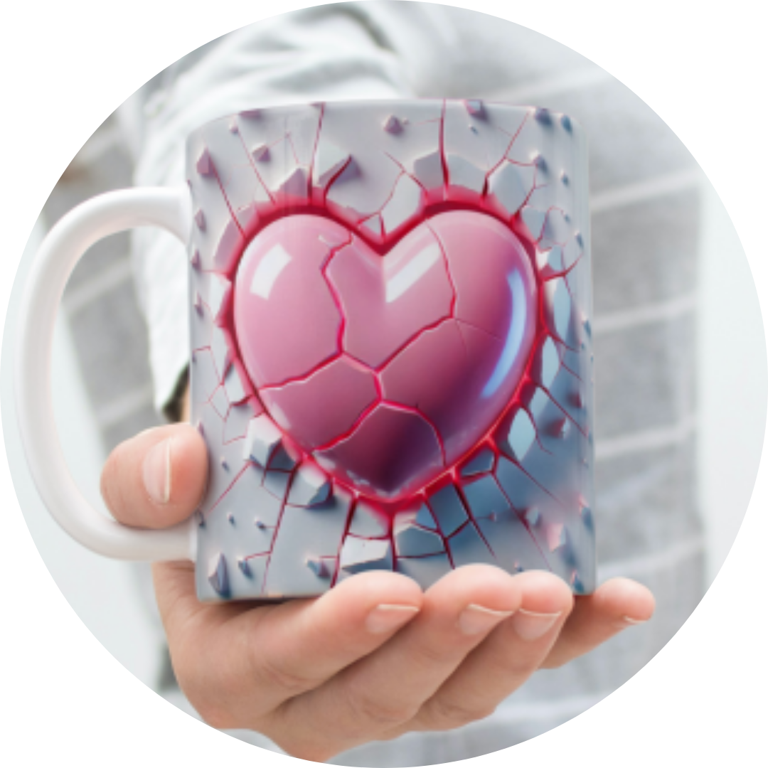 Custom sublimation design for Valentine's mug wrap, showcasing romantic colors and heart-themed patterns, perfect for personalized mugs and gifts.