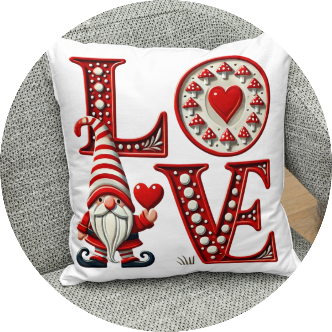 Custom sublimation design for Valentine's pillow, featuring romantic colors and heart-shaped patterns, perfect for personalized home decor and gifts.