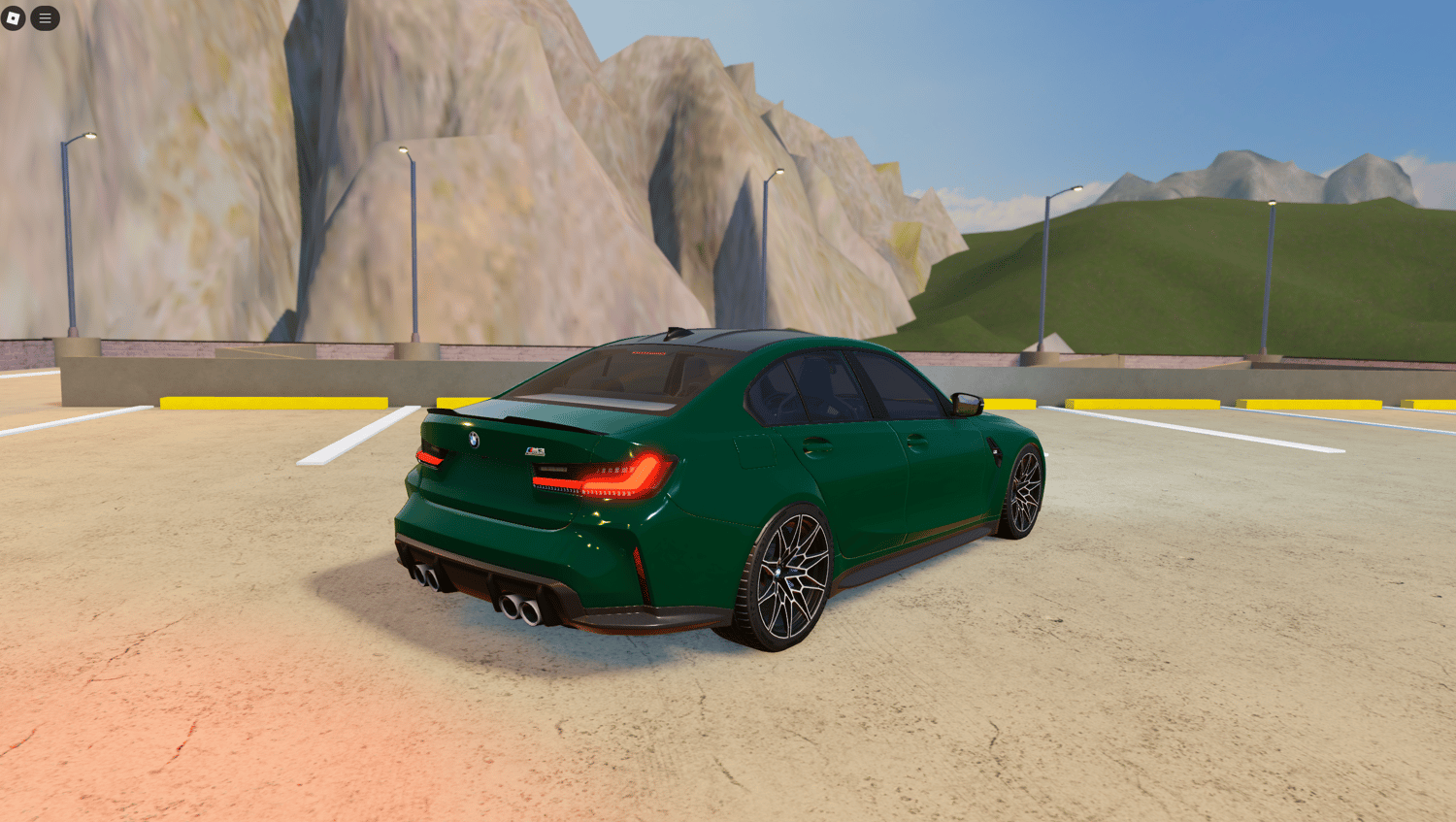 Luxury vehicle BMW G80 model with openable doors in Roblox Studio.