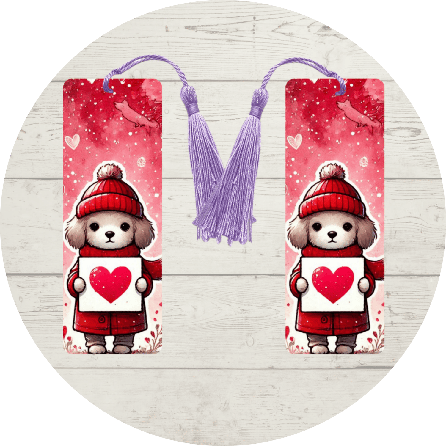 Custom sublimation design for Valentine's bookmark, featuring romantic colors and heart-themed patterns, perfect for personalized gifts or love-themed accessories.