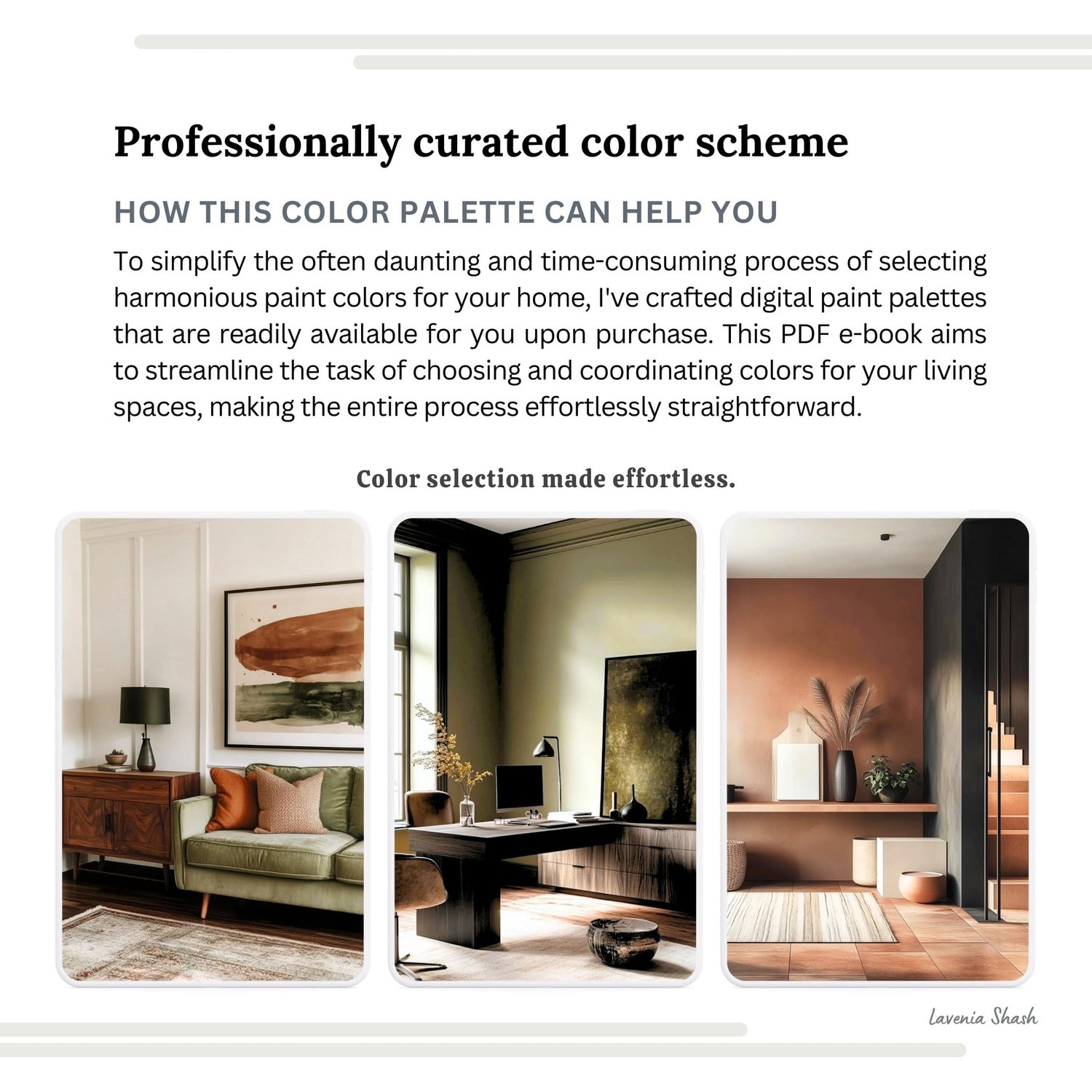 A Rustic Eclectic color palette with Sherwin Williams paints. The Boho color scheme includes white, neutrals and earth tones with greens, browns and terracotta. Moody earth tones and earthy neutrals. Curated and designed by Lavenia Shash.