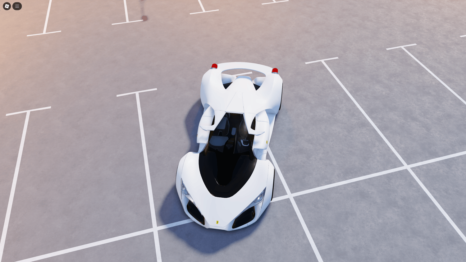 Doors of Ferrari F80 Roblox car opening for interactive gameplay.