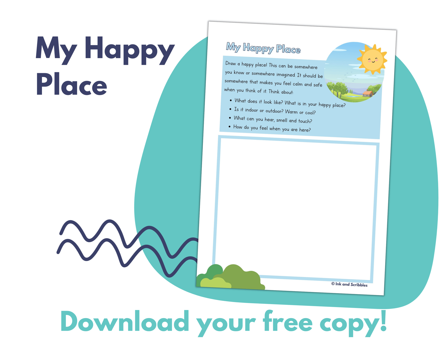Happy Place Worksheet, Child Wellbeing, Printable