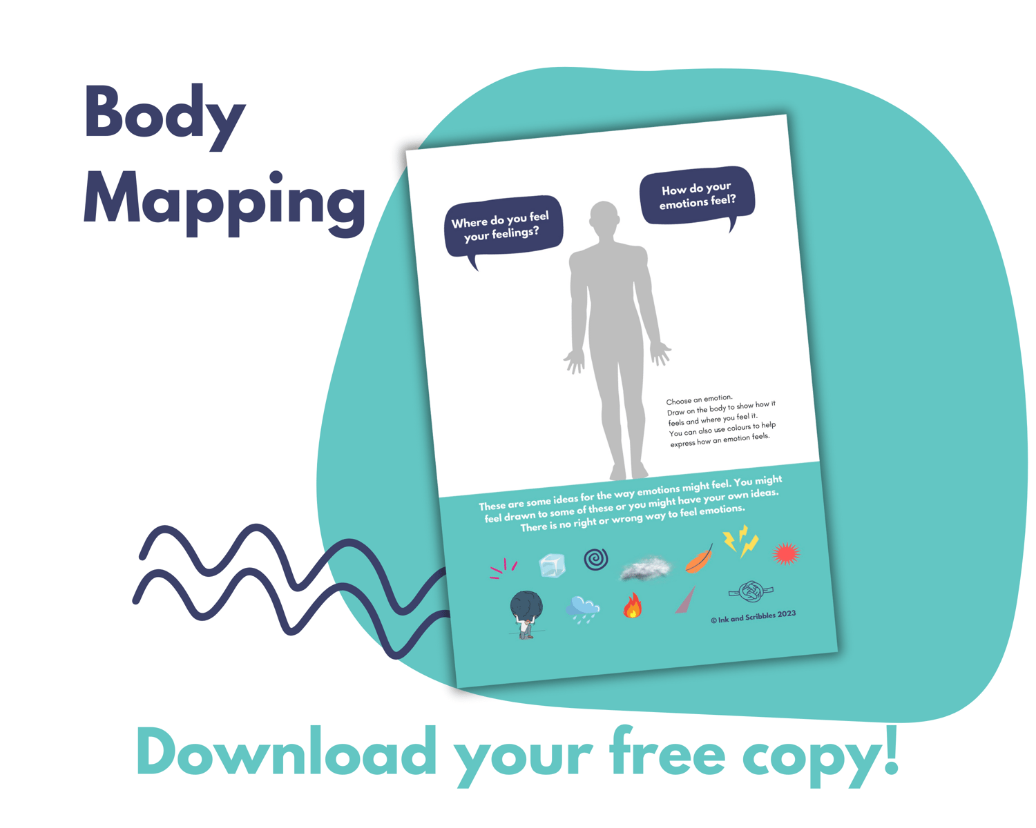 Free Body Mapping worksheet, printable, coaching, therapy resource for kids, teens