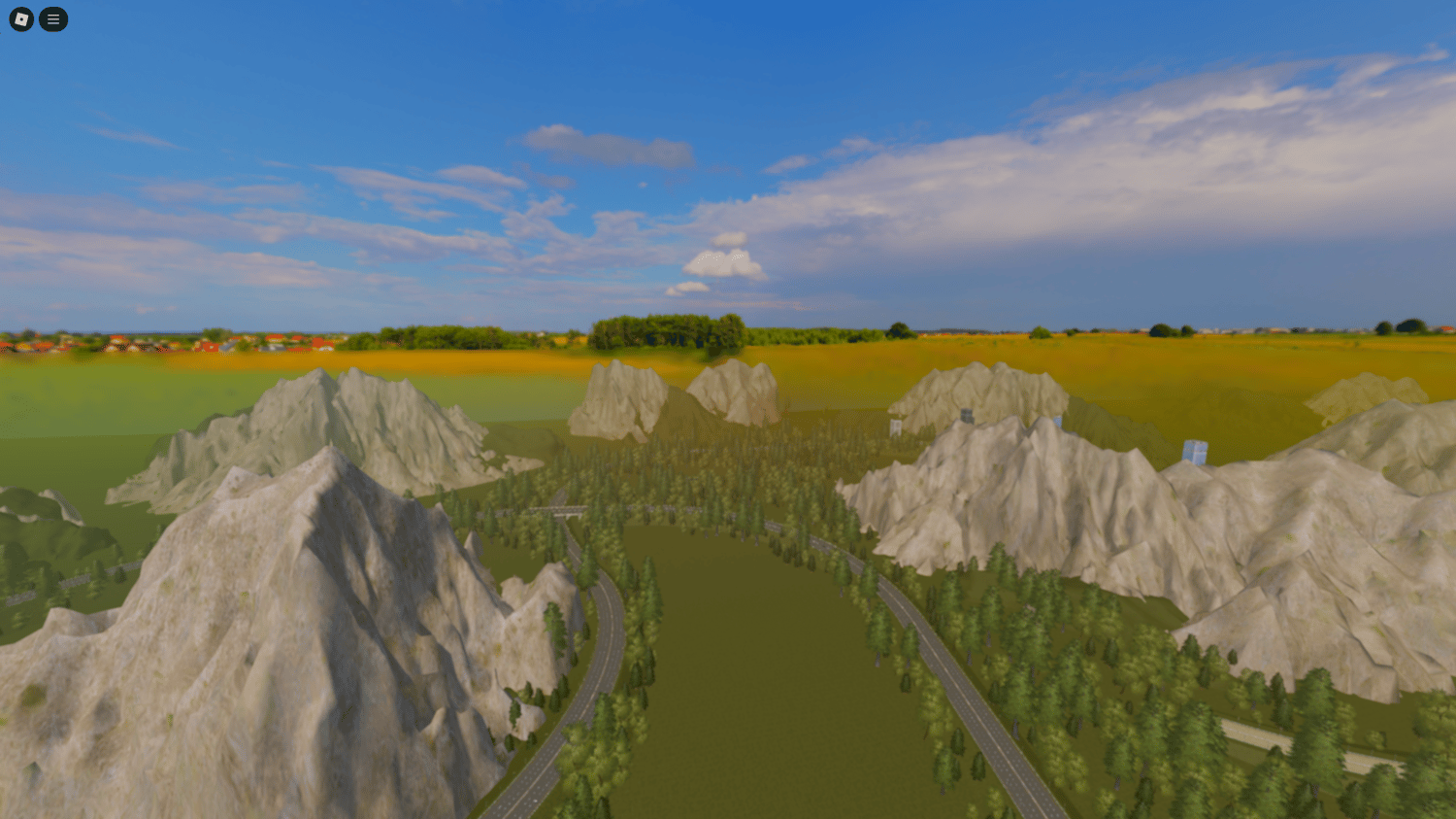 Close-up view of a highway intersection from the Driving Game Map.