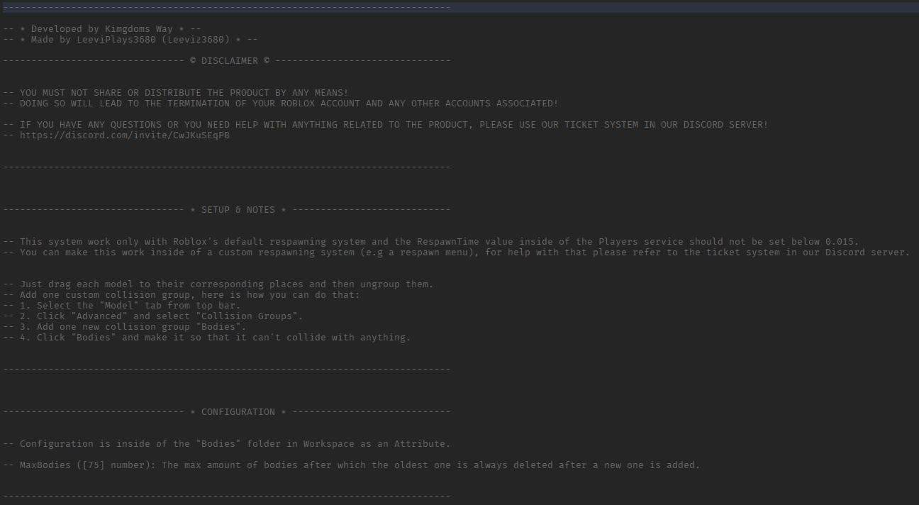 User-friendly guidebook included with the Ragdoll and Body Physics system.