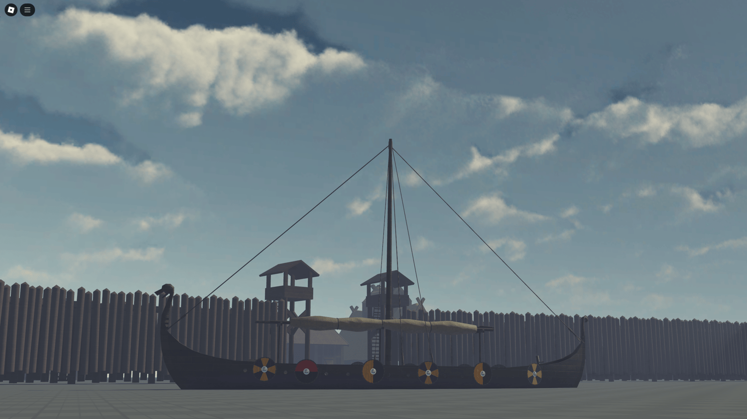 Expansive Viking village featuring a mix of buildings and props for an authentic feel
