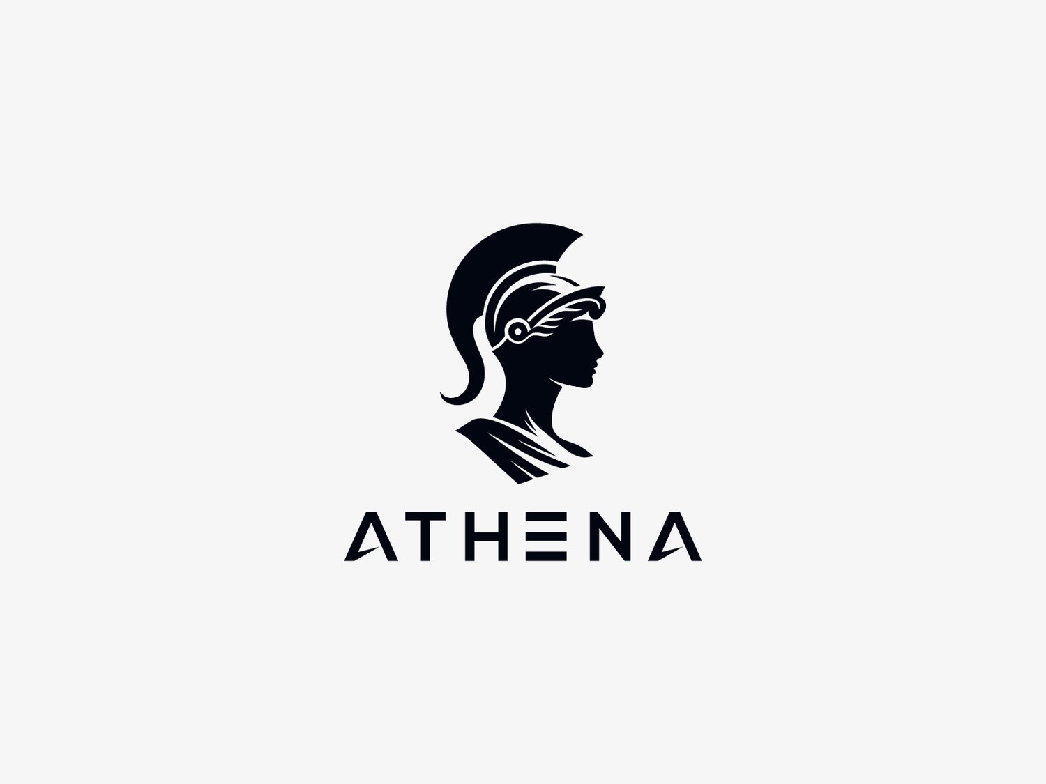 Handcrafted professional Athena logo design, featuring an elegant and powerful representation of Athena, symbolizing wisdom, strength, and strategy, created by expert designers for branding and business use.