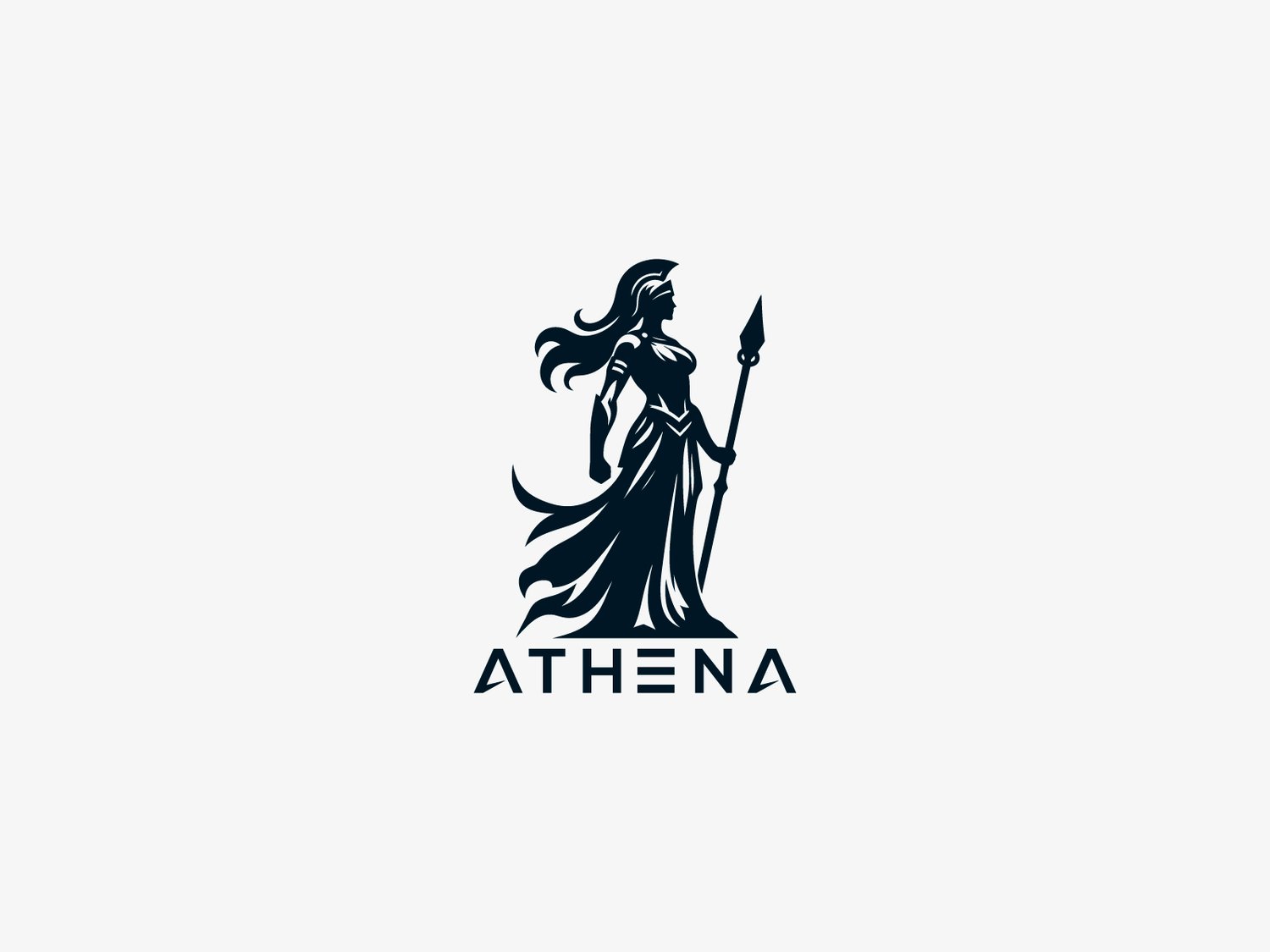 Handcrafted professional Athena logo design, featuring an illustration symbolizing wisdom, courage, and strategy, created by expert designers for branding and business use.