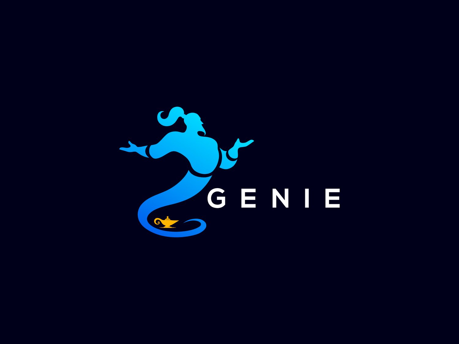 Hand-illustrated Genie logo featuring a mystical and captivating design, ideal for branding, merchandise, and business identity.