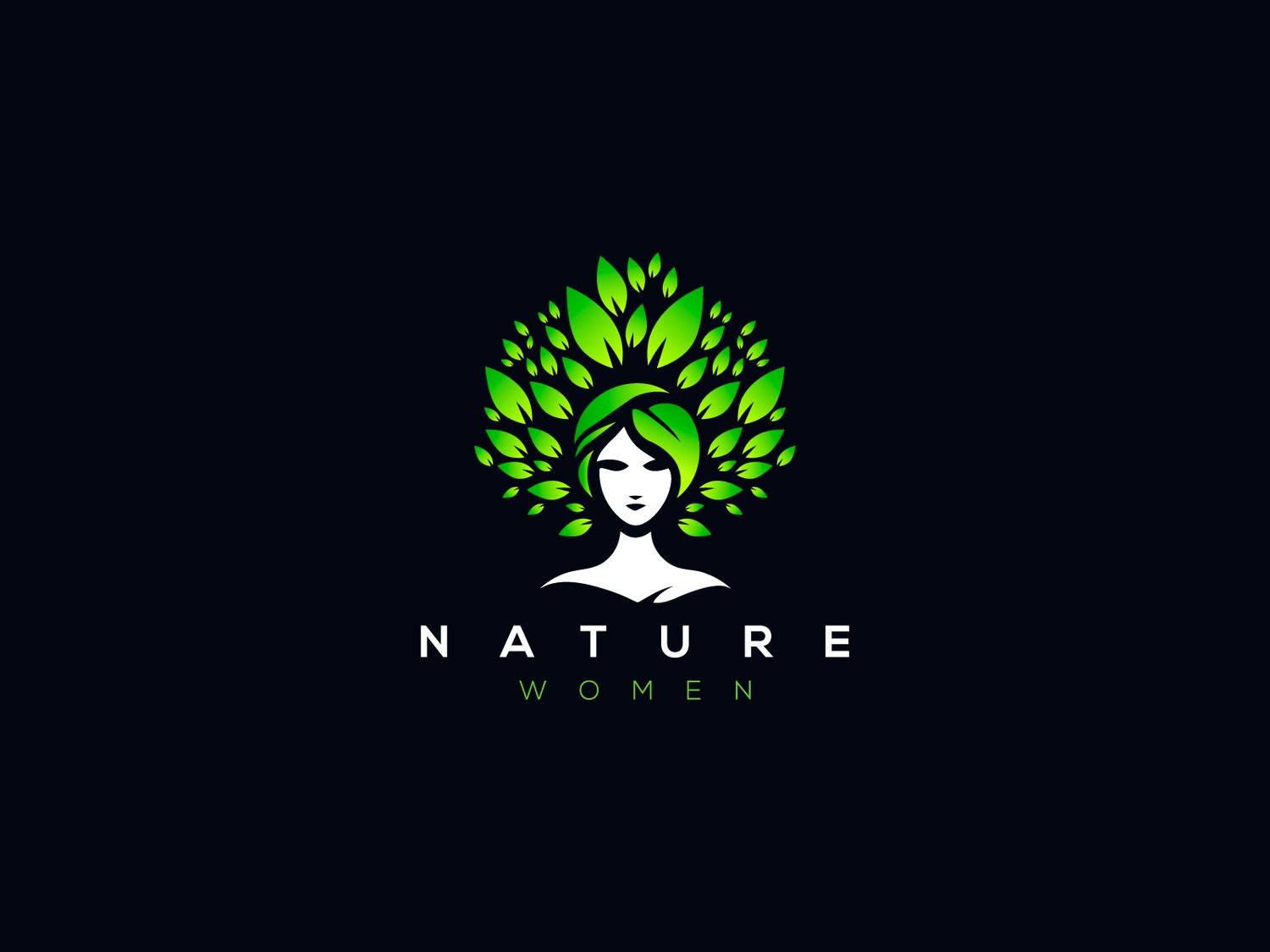 Hand-illustrated Nature Woman logo featuring a delicate and organic design, ideal for eco-friendly branding, wellness businesses, and beauty products.