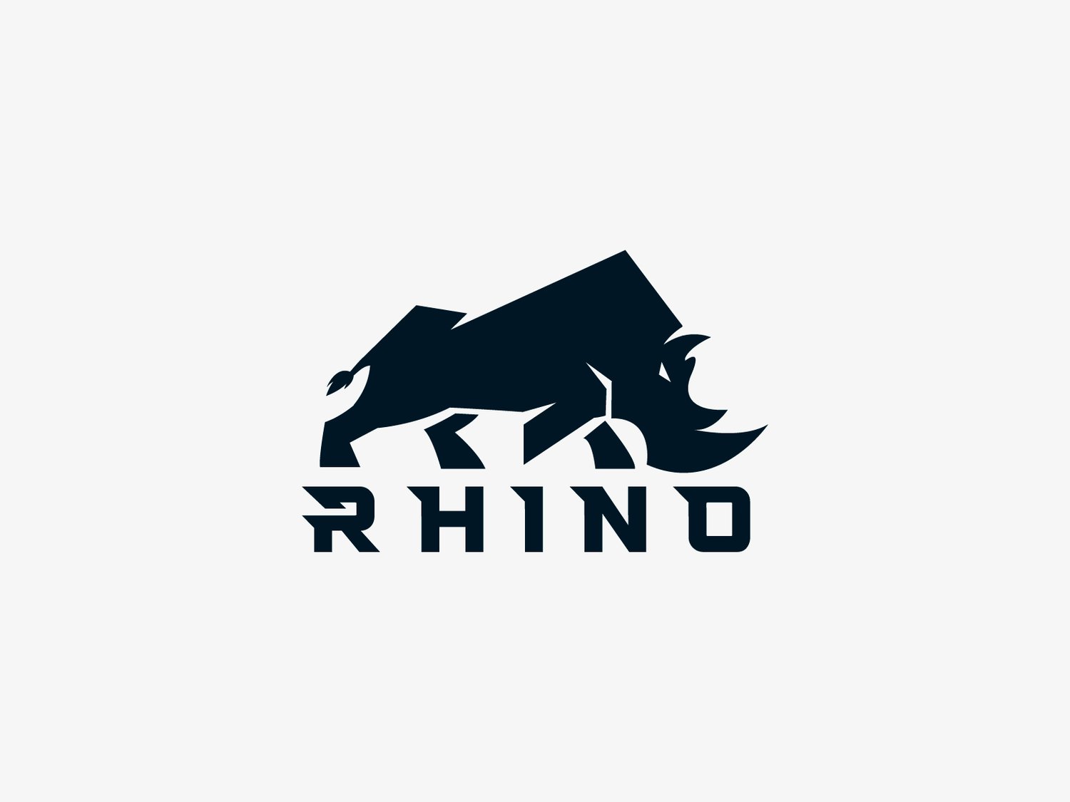 Hand-illustrated rhino logo featuring a powerful and rugged design, ideal for branding, merchandise, and business identity.