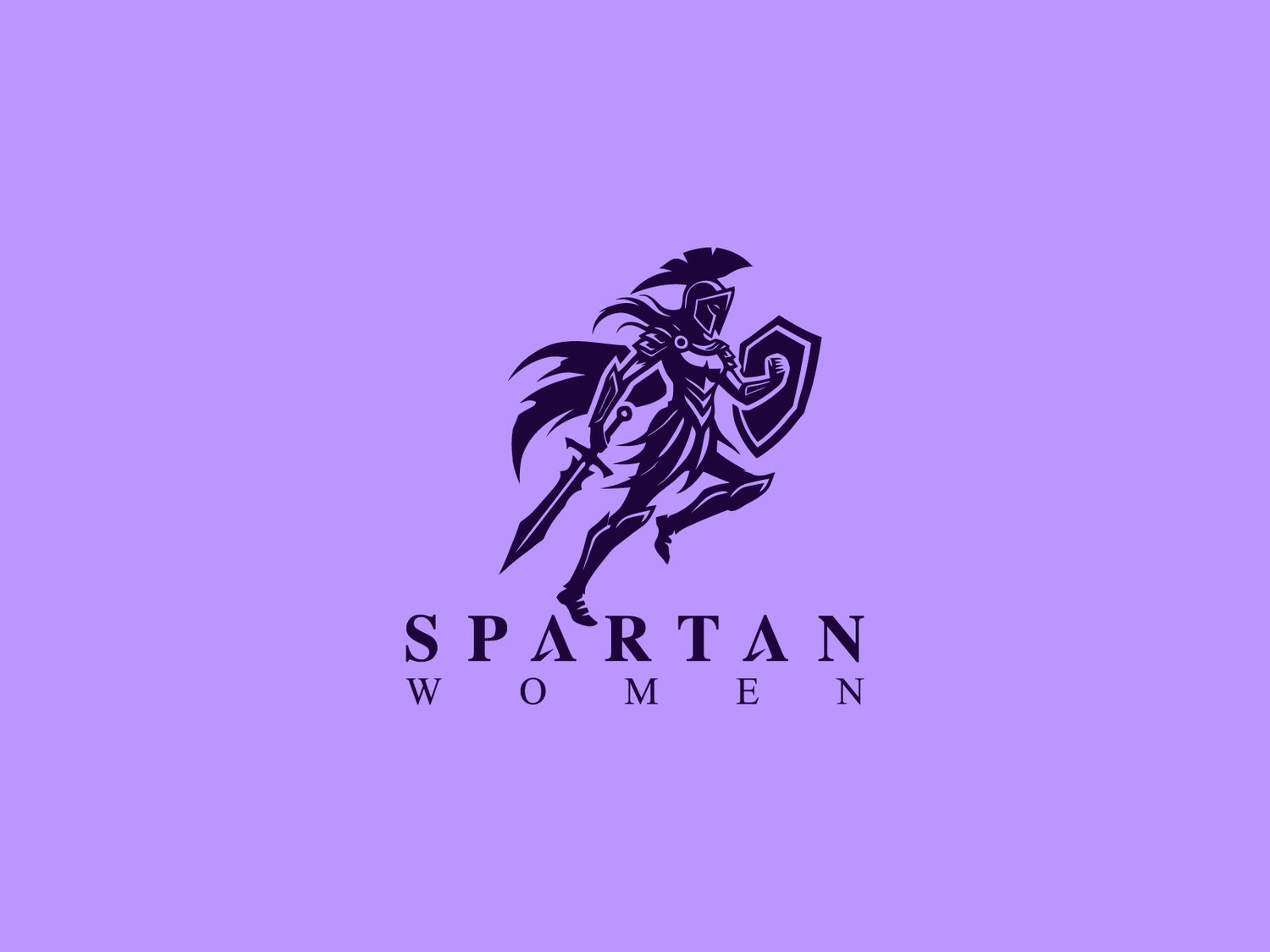 Hand-illustrated Spartan Woman logo featuring a strong and warrior-like design, ideal for branding, merchandise, and business identity.