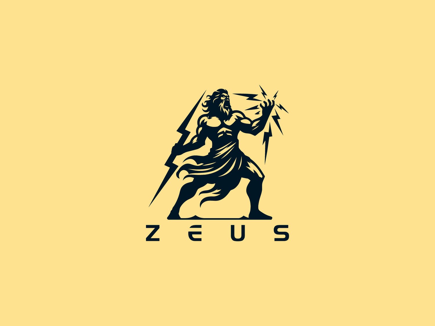 Hand-illustrated Zeus logo featuring a powerful and majestic design, ideal for branding, merchandise, and business identity.