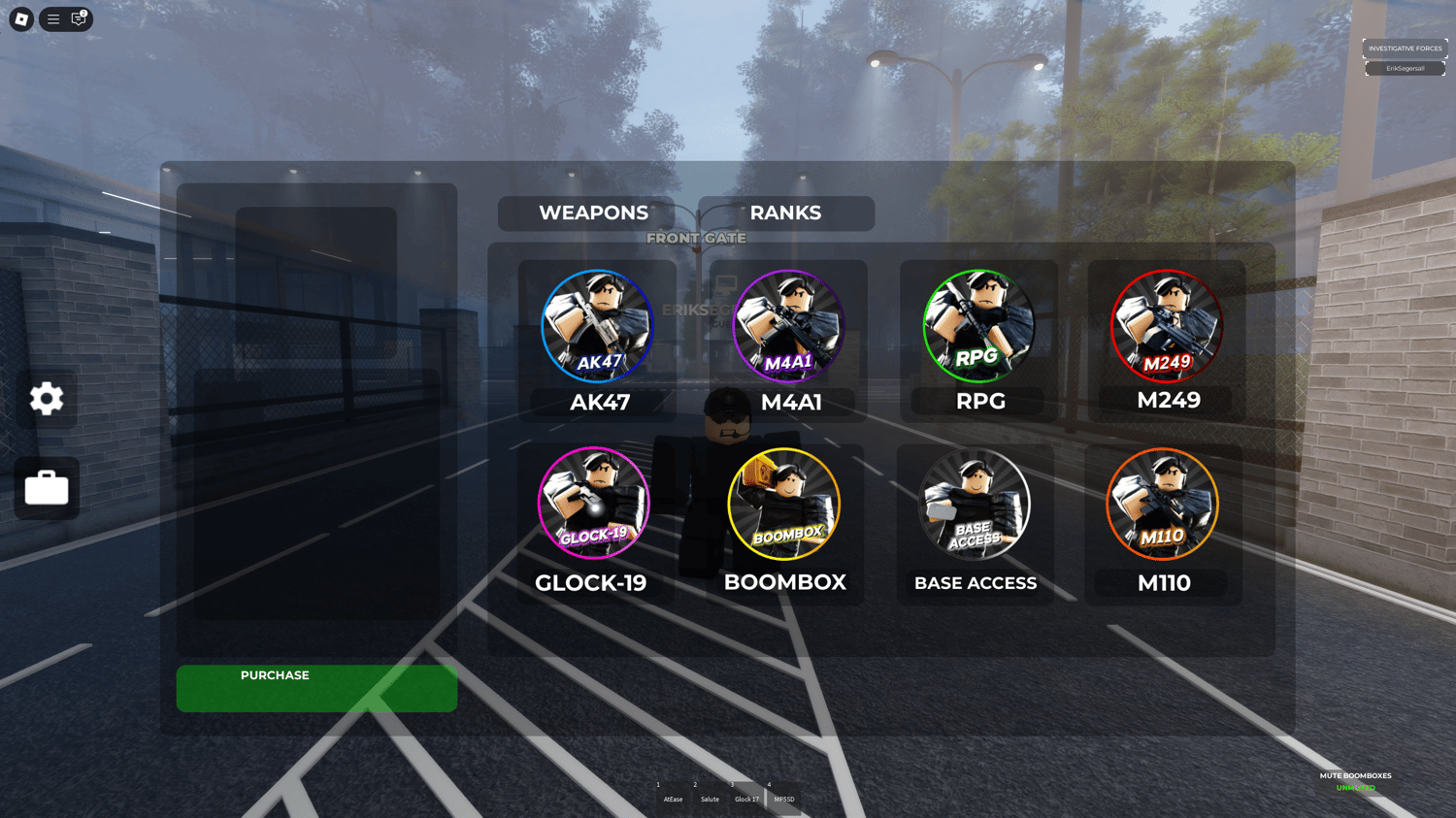 The gas station setup for a complete and authentic military base environment.