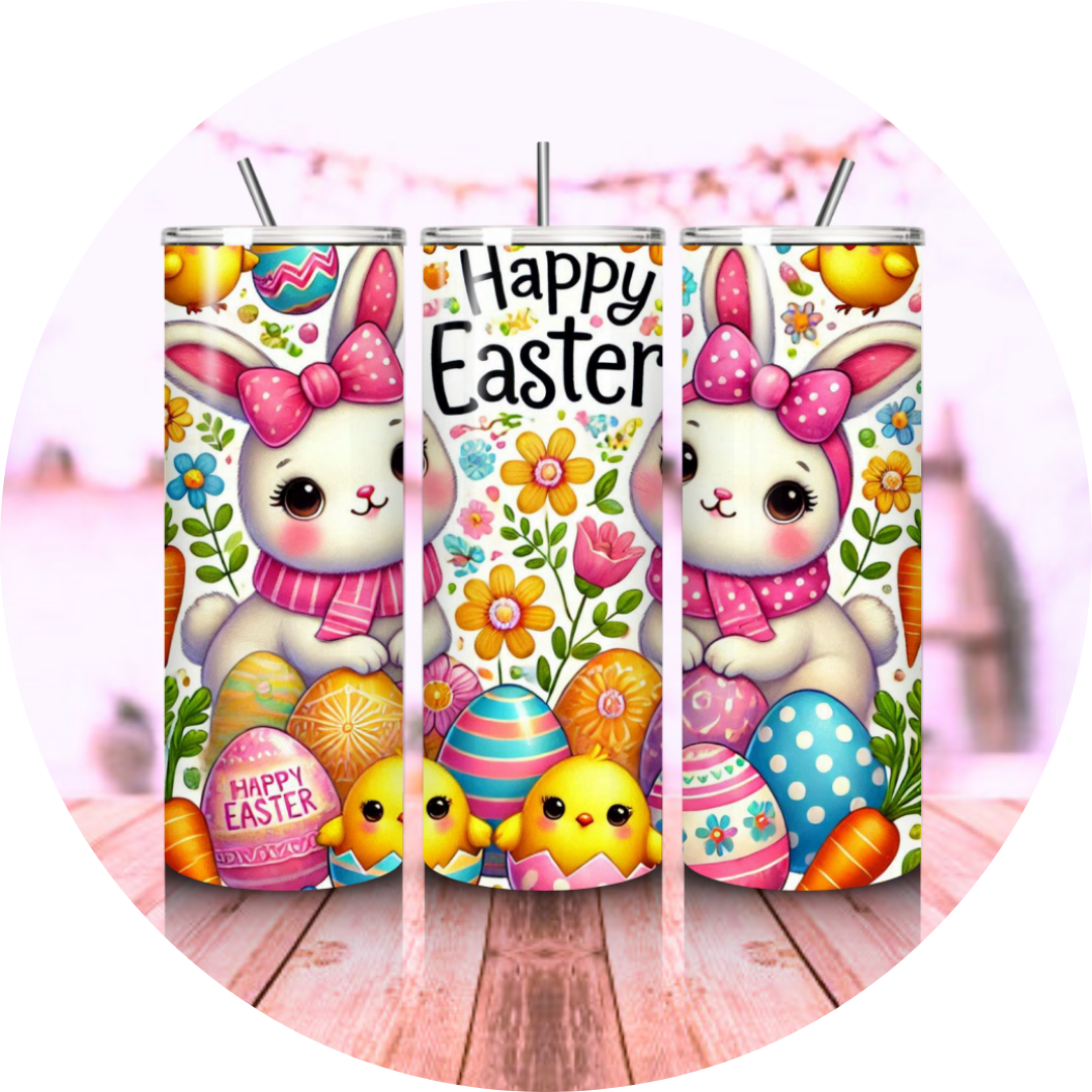 Colorful Easter Sublimation Tumbler design for 20oz tumblers, featuring festive spring elements. Perfect for creating custom, holiday-themed drinkware for Easter celebrations.