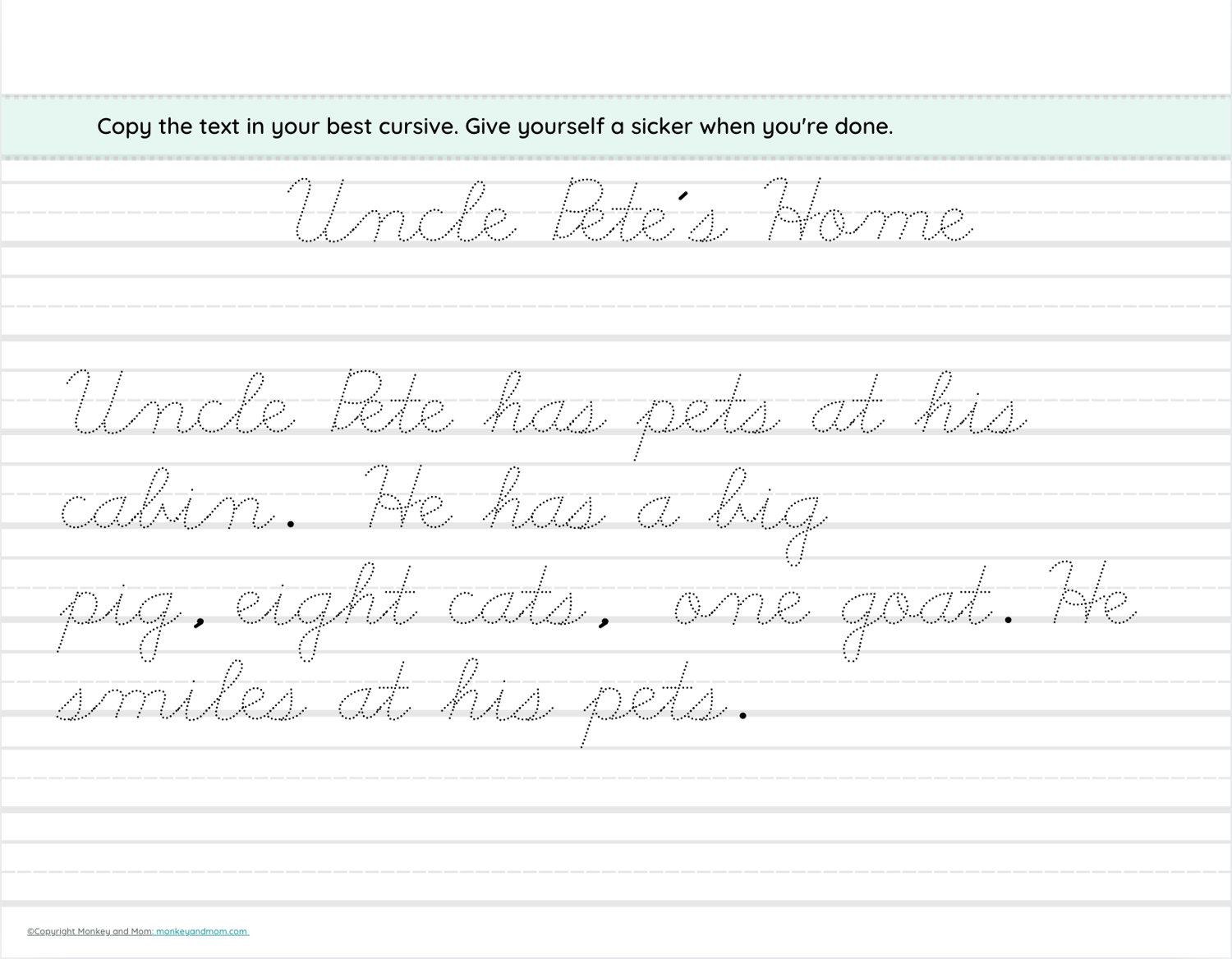 Progressive In Cursive D’Nealian Cursive ABC Animals: Progressive Workbook
