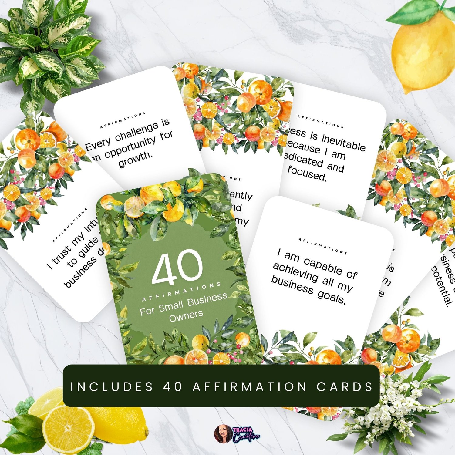Citrus-themed affirmations printable for small business owners.