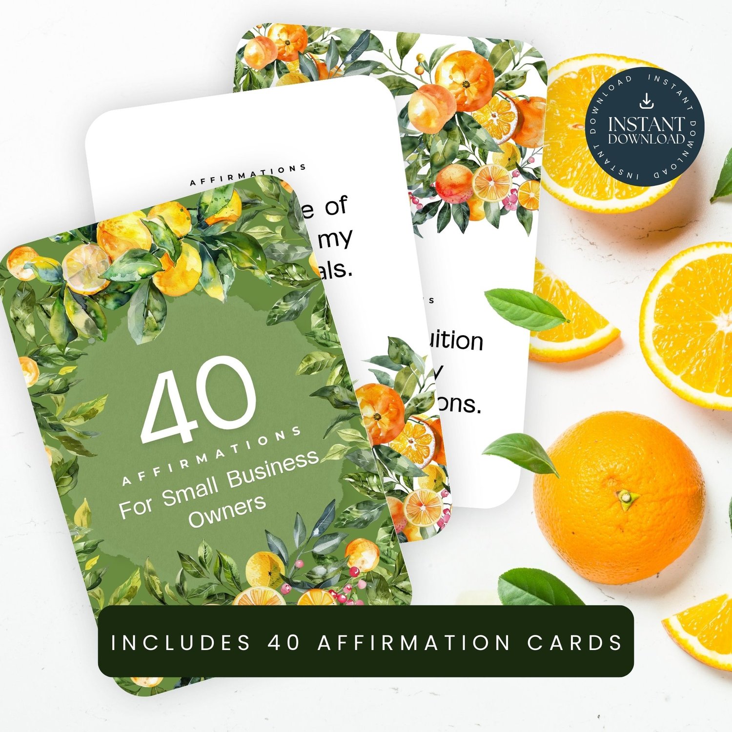 Citrus-themed affirmations printable for small business owners.