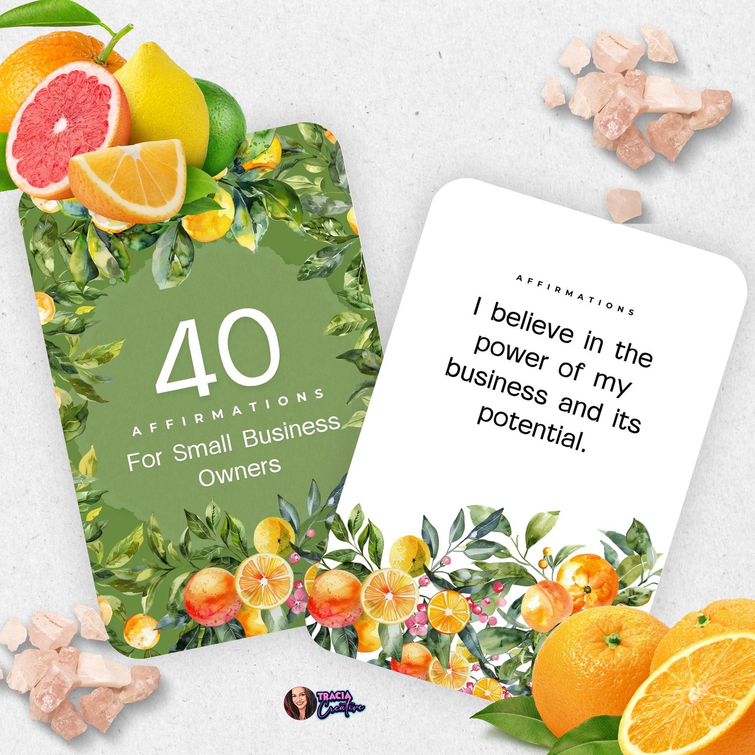 Citrus-themed affirmations printable for small business owners.