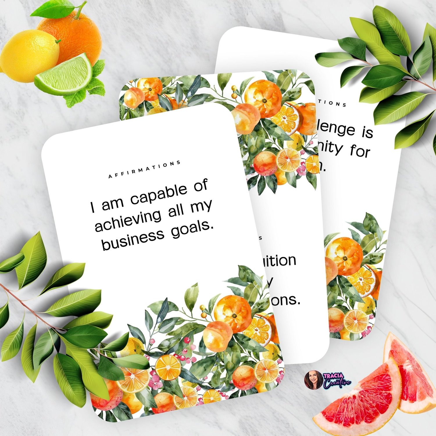 Citrus-themed affirmations printable for small business owners.