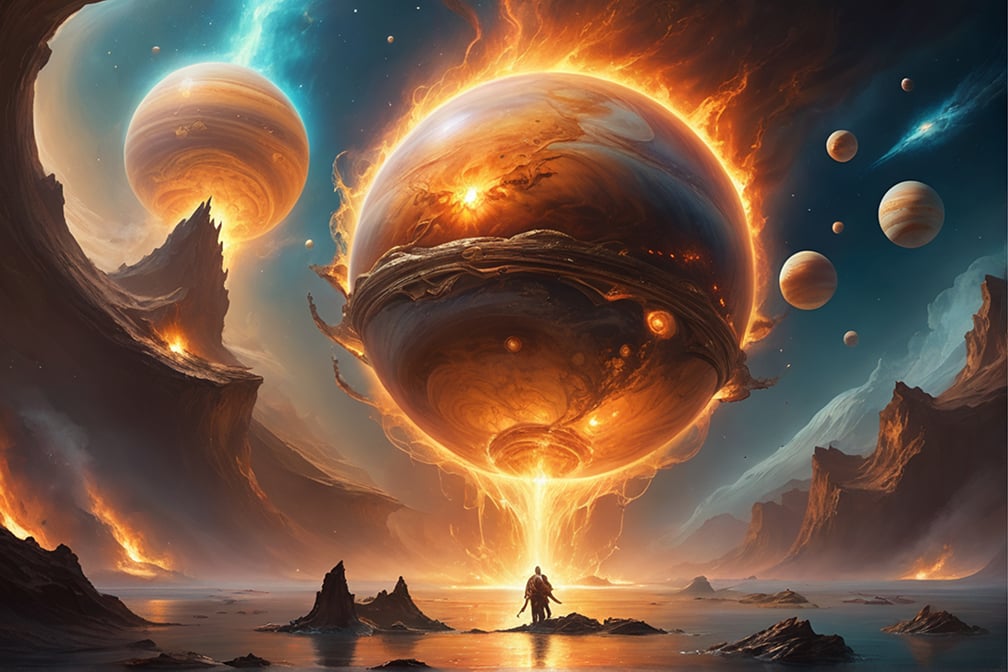 Jupiter with fire coming off in a hostile place