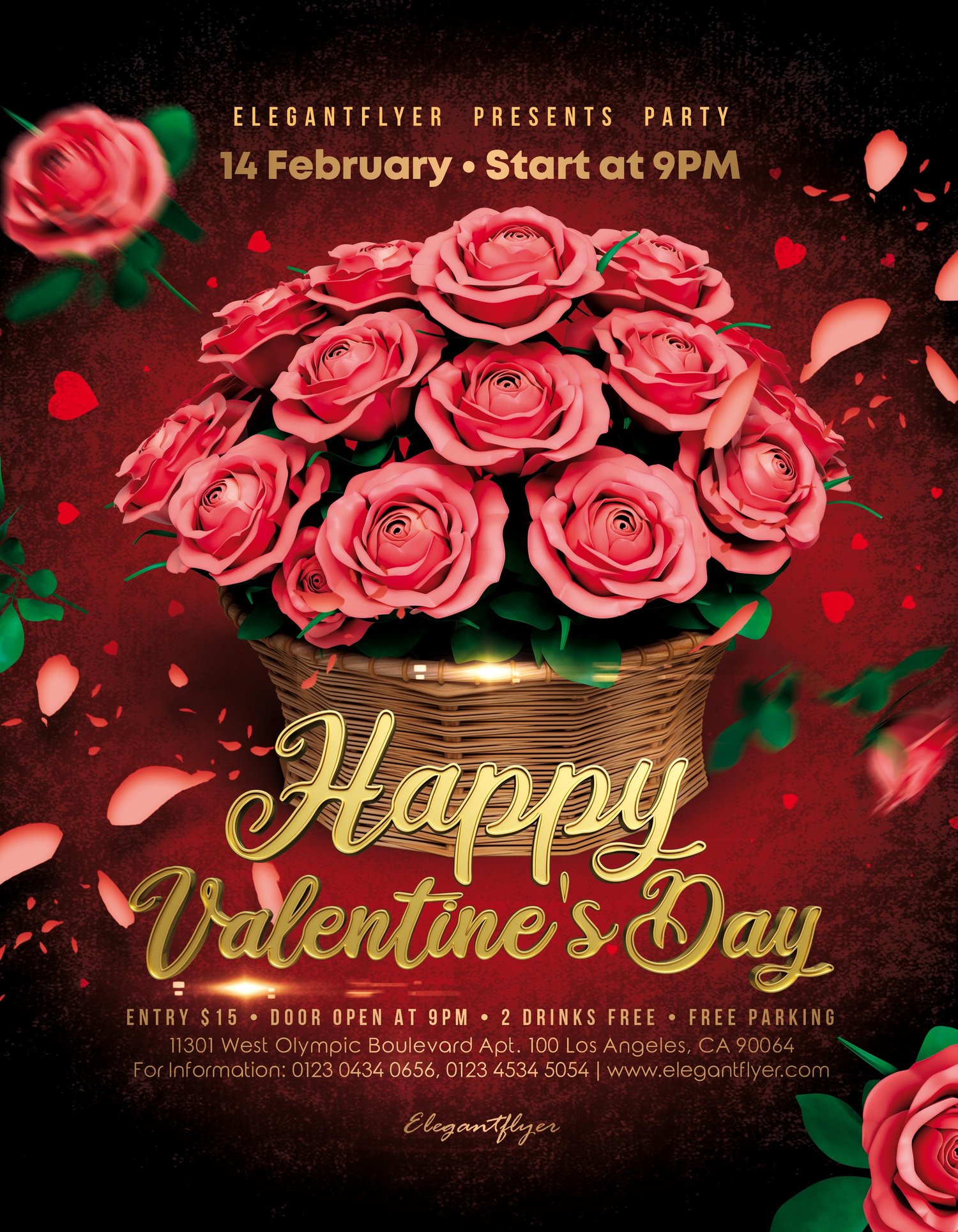 valentine's, party, flyers, flowers