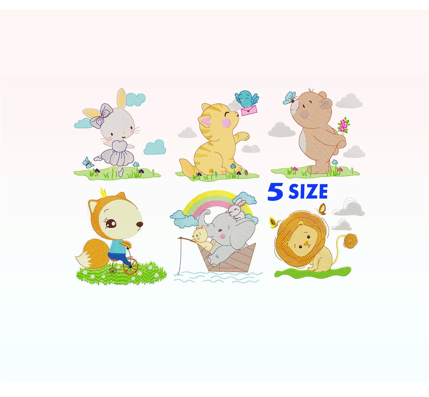 Animal In Garden embroidery design bundle - Butterfly embroidery designs machine embroidery pattern - Safari embroidery file- Zoo embroidery