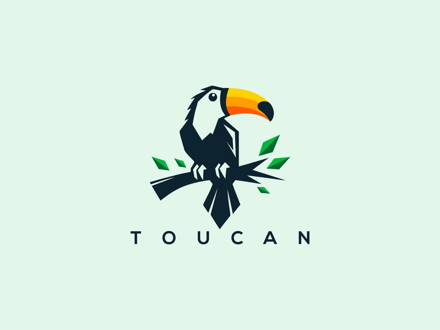 Hand-illustrated toucan logo featuring a colorful and tropical design, ideal for branding, merchandise, and business identity.