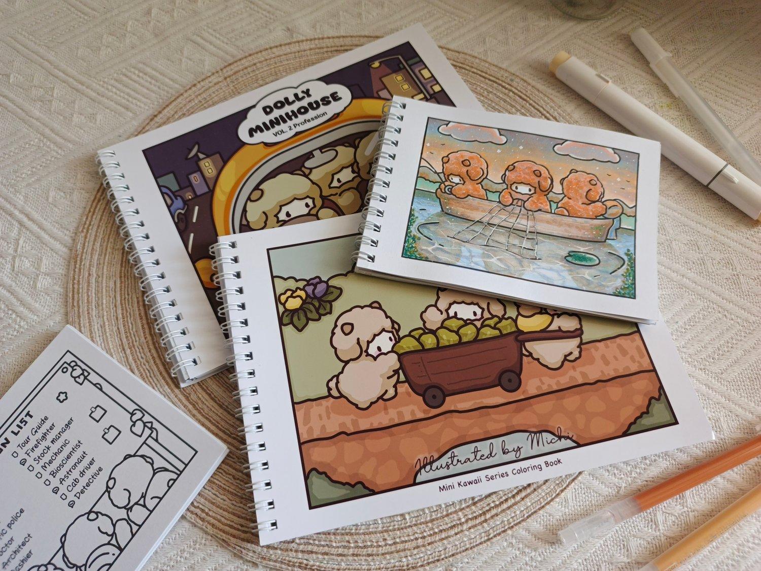 little sheep coloring book A6 coloring book ohuhu marker gel pens