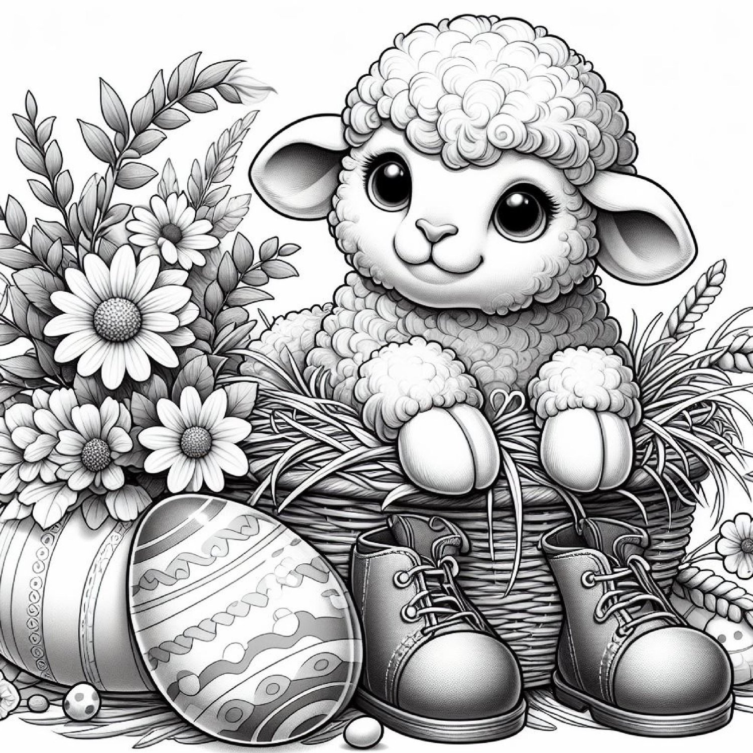 Spring Coloring Lambs ๐ 100 Easter Lambs Coloring Pages | Printable Spring Coloring Book for ...