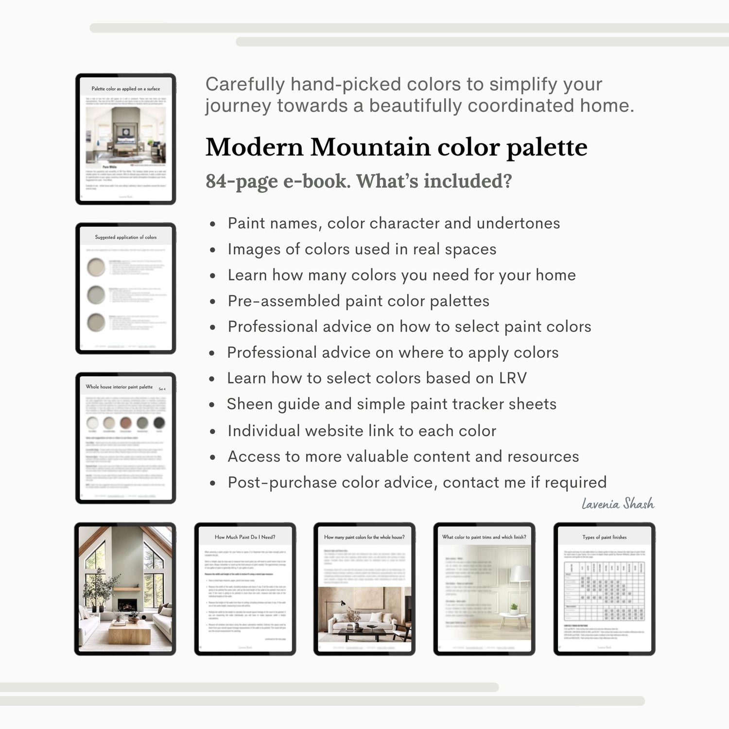 A Modern Mountain color palette with Sherwin Williams paint scheme. Organic earth tones for home interior.