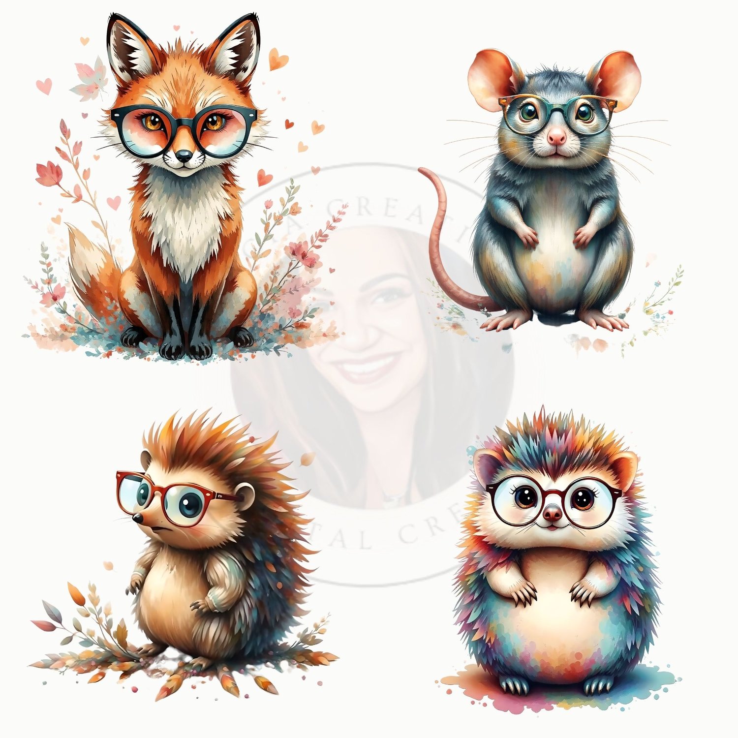 Cute Woodland Animals in Glasses Clipart – 26 High-Res PNG Images