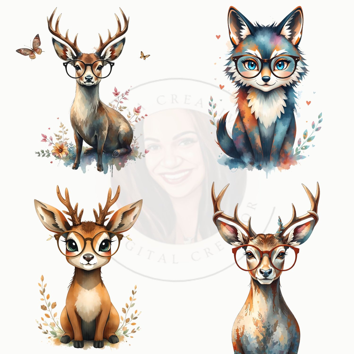 Cute Woodland Animals in Glasses Clipart – 26 High-Res PNG Images